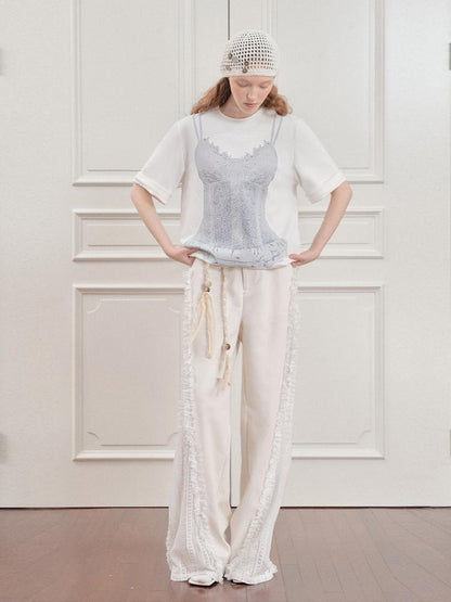 AnnoMundi Draped Print Slip Tee