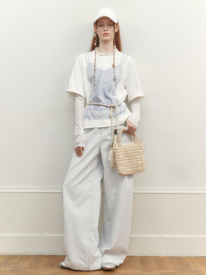 AnnoMundi Draped Print Slip Tee