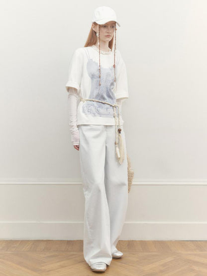 AnnoMundi Draped Print Slip Tee
