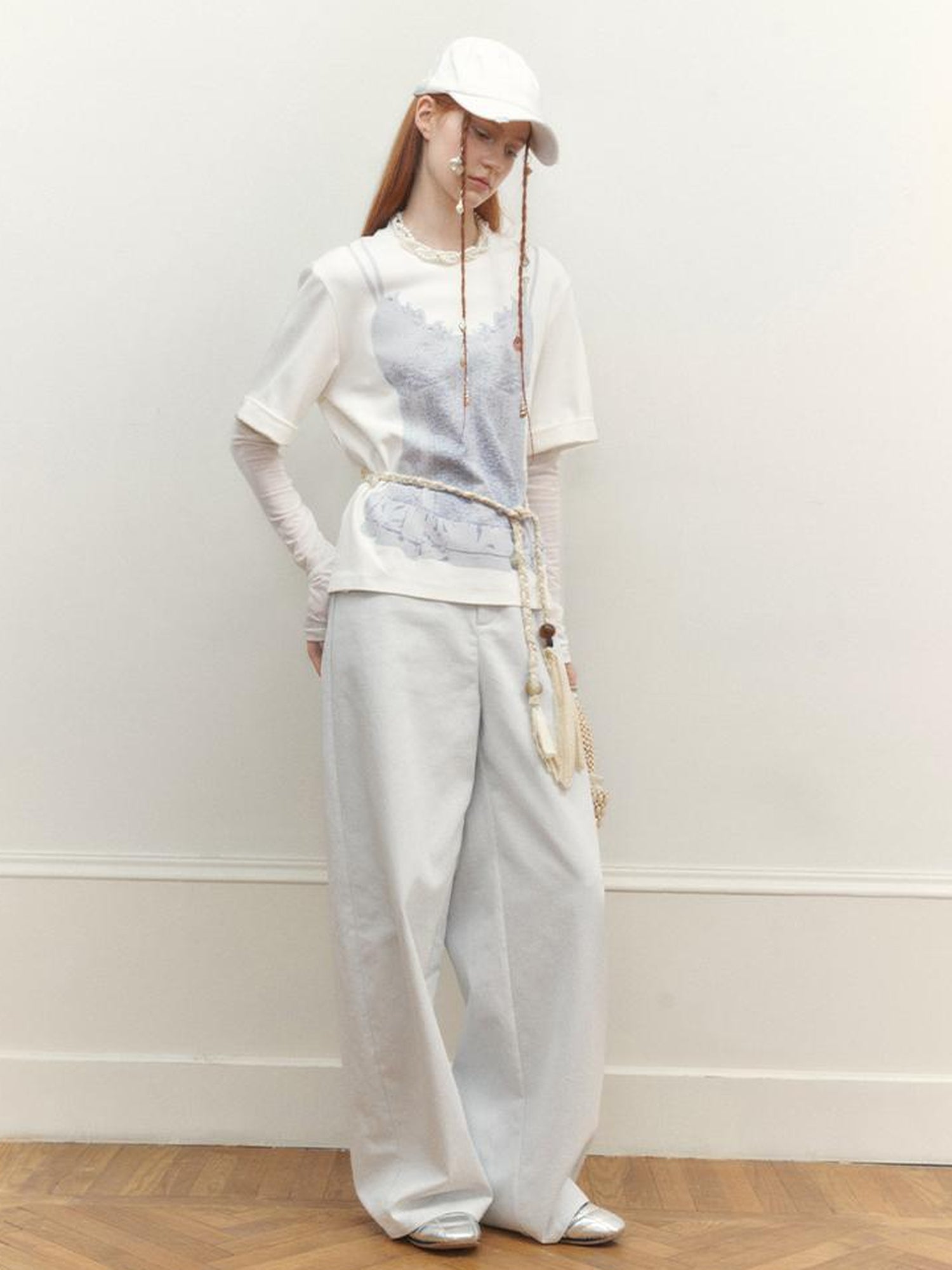 AnnoMundi Draped Print Slip Tee
