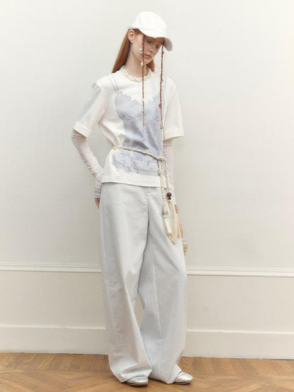 AnnoMundi Draped Print Slip Tee