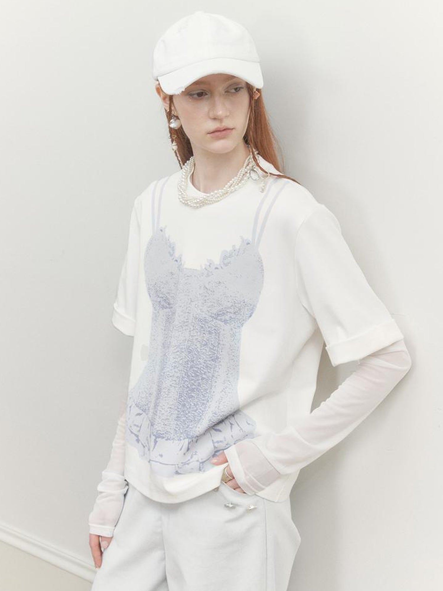AnnoMundi Draped Print Slip Tee