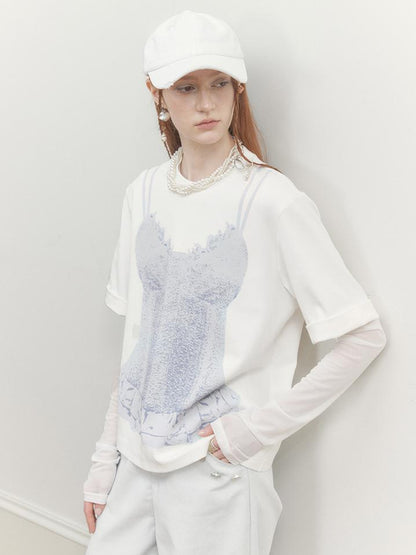 AnnoMundi Draped Print Slip Tee