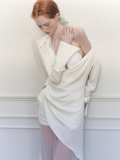 AnnoMundi Draped Silk Shirt With Handmade Frog Closures