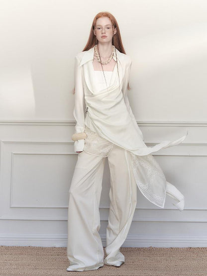 AnnoMundi Draped Silk Shirt With Handmade Frog Closures