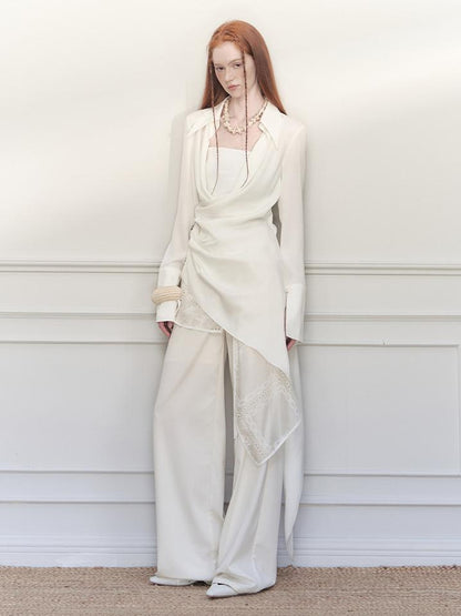 AnnoMundi Draped Silk Shirt With Handmade Frog Closures