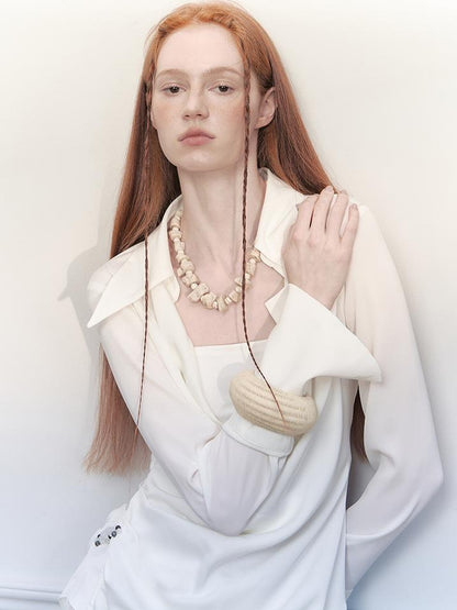 AnnoMundi Draped Silk Shirt With Handmade Frog Closures