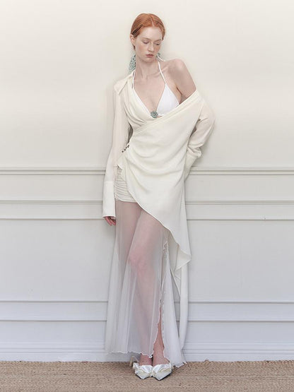 AnnoMundi Draped Silk Shirt With Handmade Frog Closures