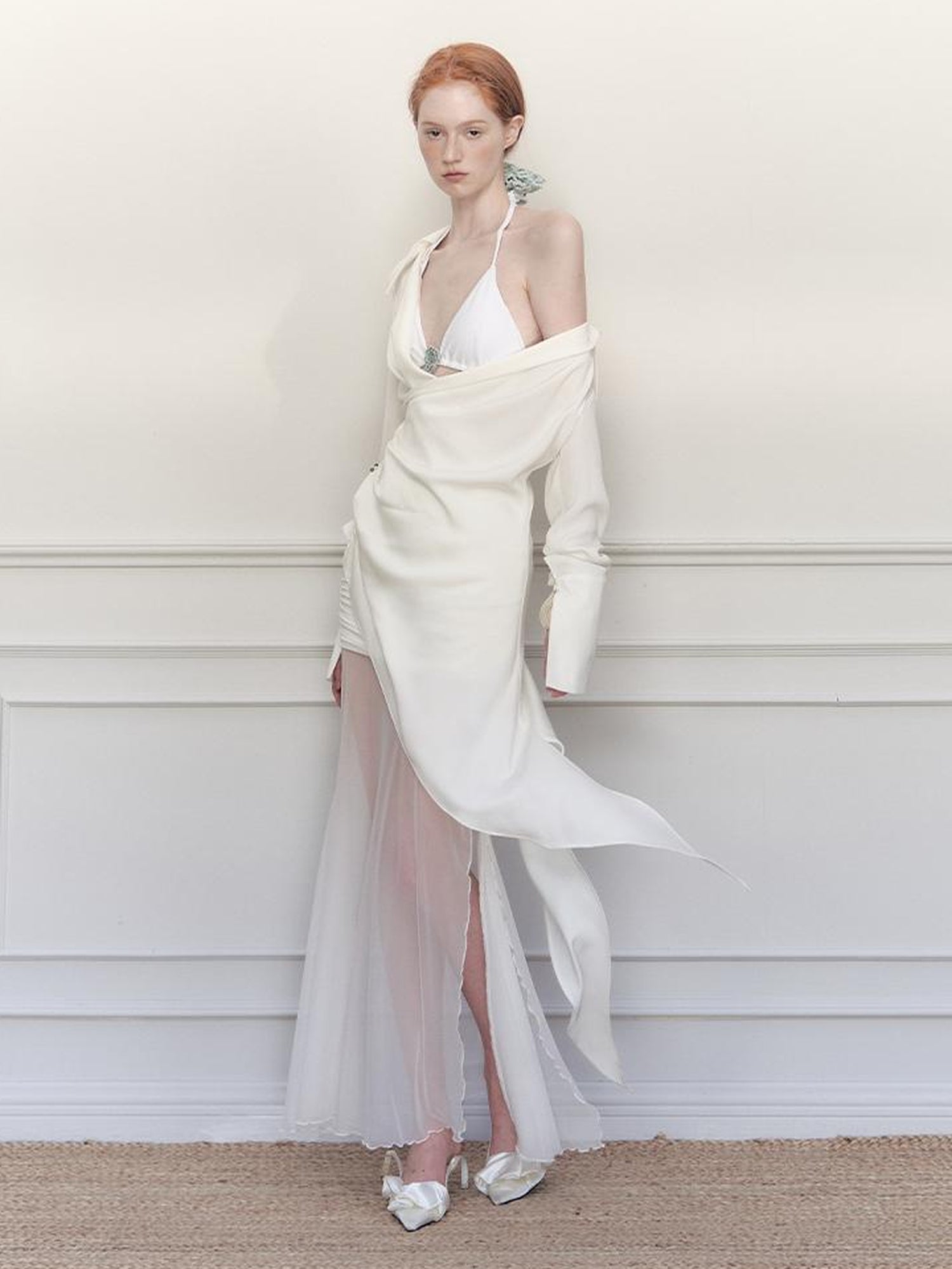 AnnoMundi Draped Silk Shirt With Handmade Frog Closures