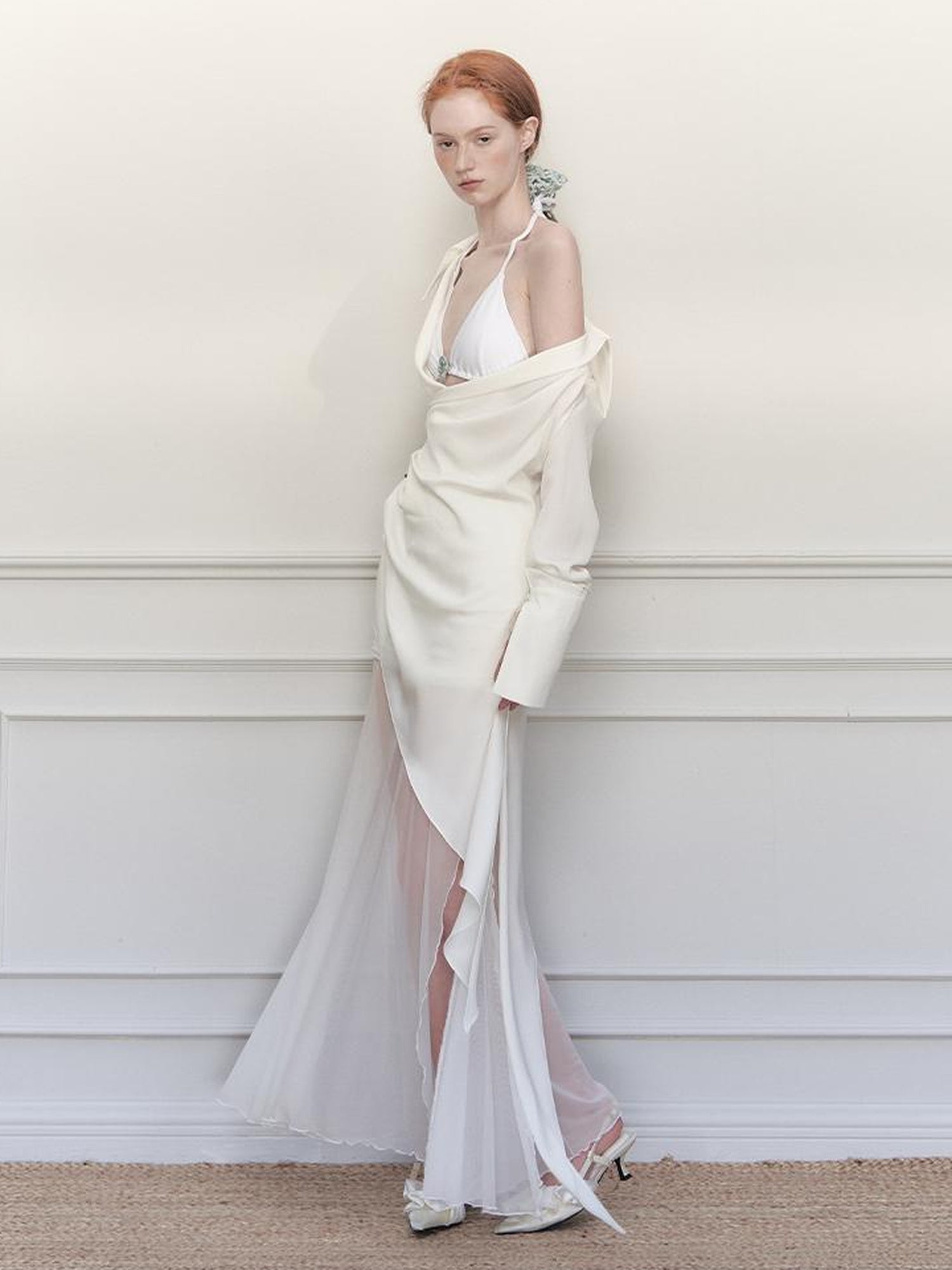 AnnoMundi Draped Silk Shirt With Handmade Frog Closures