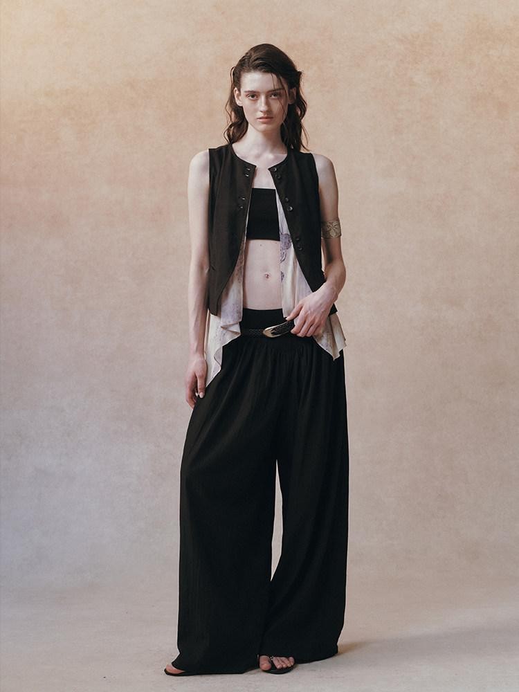 AnnoMundi Draped Spliced Waistband Natural Waist Women&