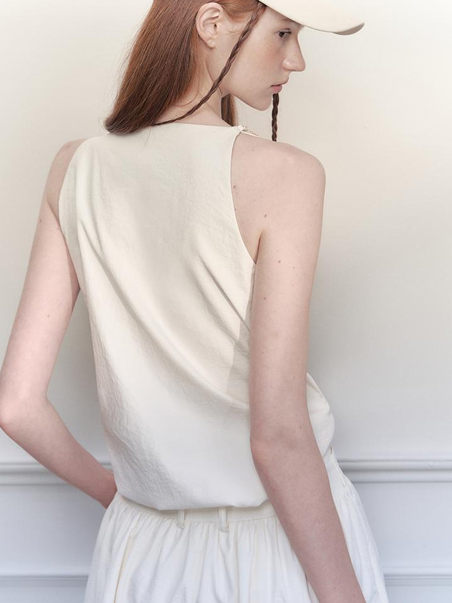 AnnoMundi Draped Waist Tulle Dress with Beaded Chain