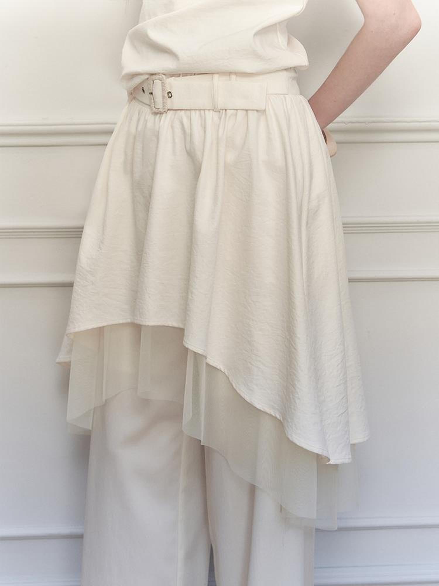 AnnoMundi Draped Waist Tulle Dress with Beaded Chain