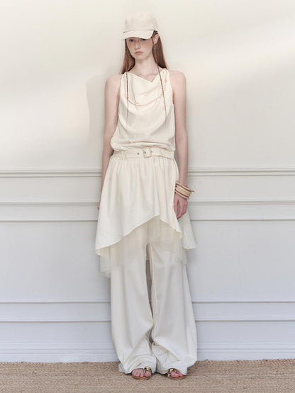 AnnoMundi Draped Waist Tulle Dress with Beaded Chain