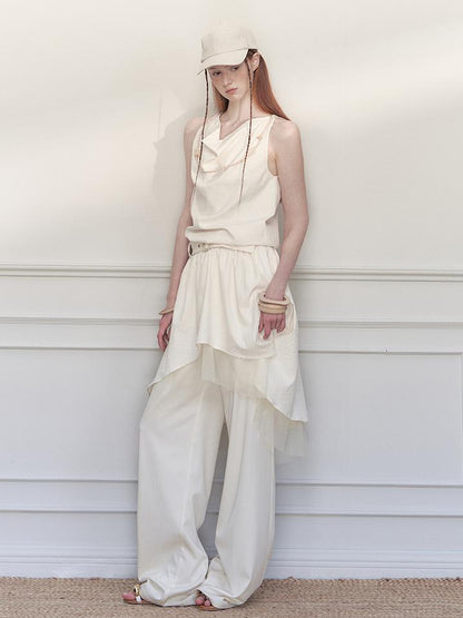 AnnoMundi Draped Waist Tulle Dress with Beaded Chain