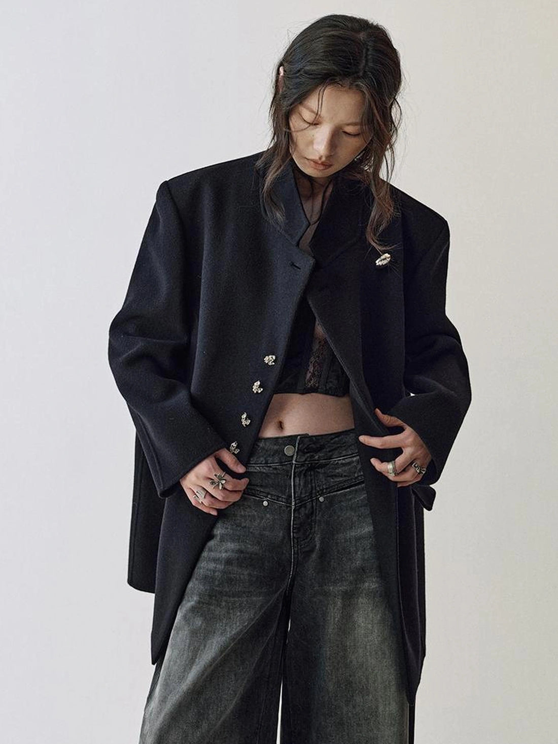 AnnoMundi Dual Root Navy Wool Trench Coat Jacket