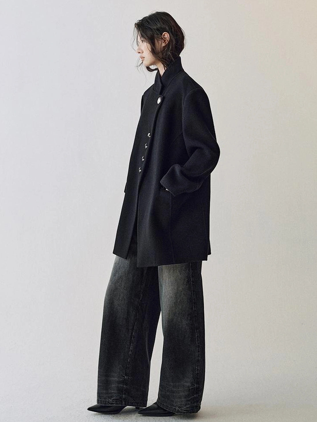 AnnoMundi Dual Root Navy Wool Trench Coat Jacket