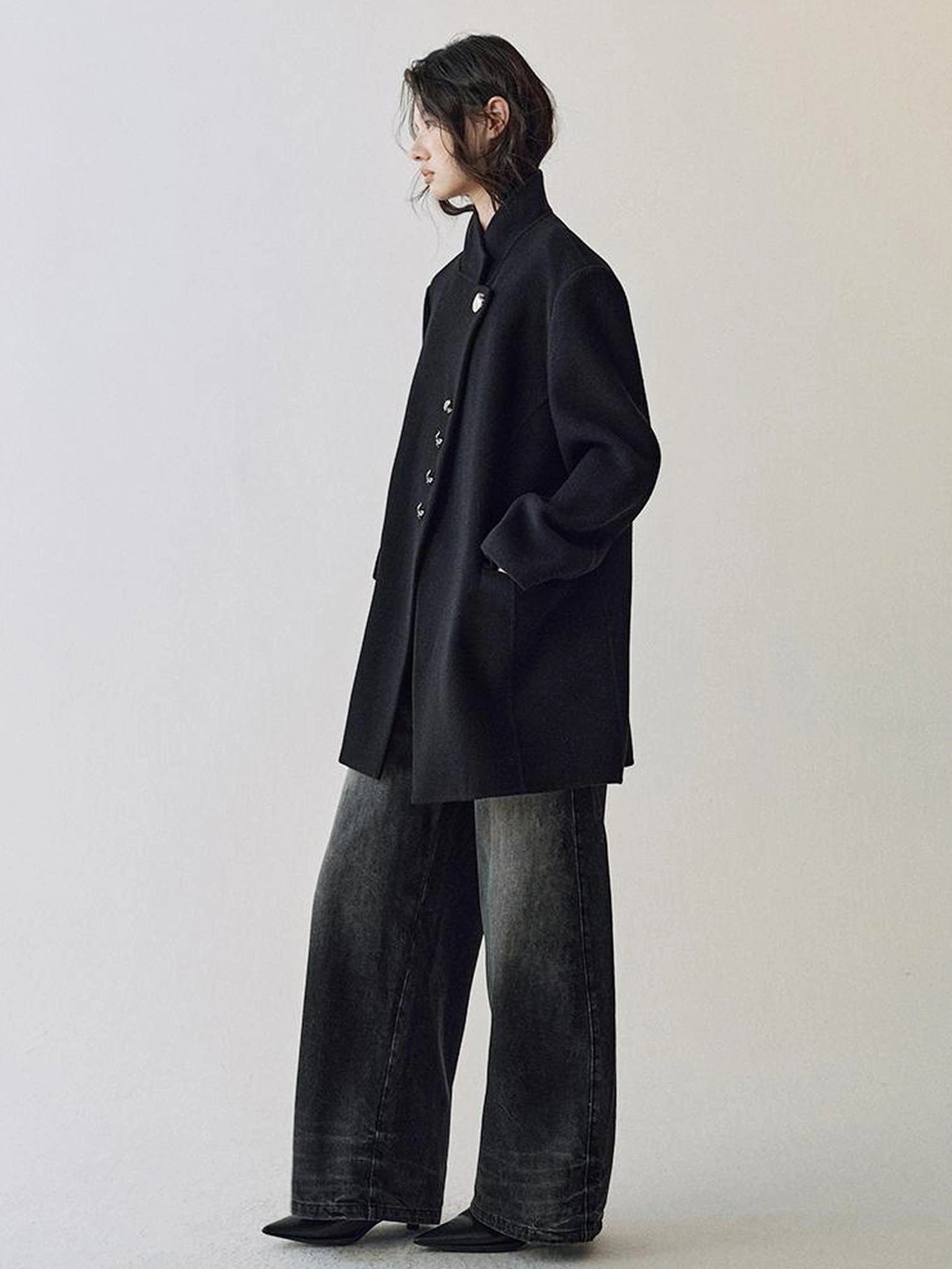 AnnoMundi Dual Root Navy Wool Trench Coat Jacket