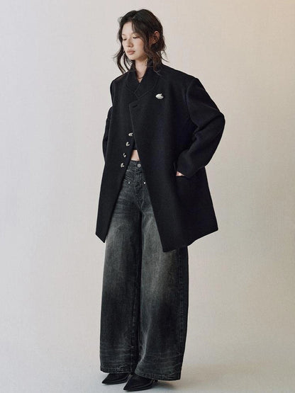 AnnoMundi Dual Root Navy Wool Trench Coat Jacket