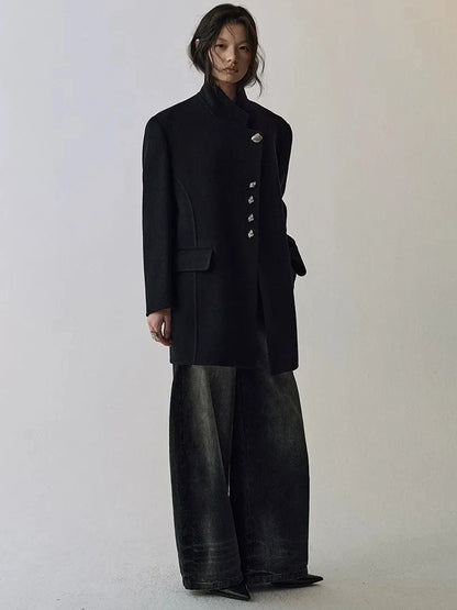 AnnoMundi Dual Root Navy Wool Trench Coat Jacket