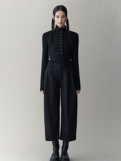 AnnoMundi Elastic High-Neck Flip-Collar Knit Sweater Women Autumn Winter Slim Base Layer Top