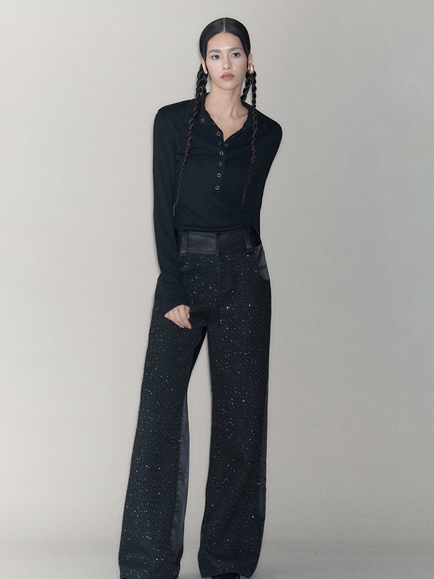 AnnoMundi Elastic High-Neck Flip-Collar Knit Sweater Women Autumn Winter Slim Base Layer Top