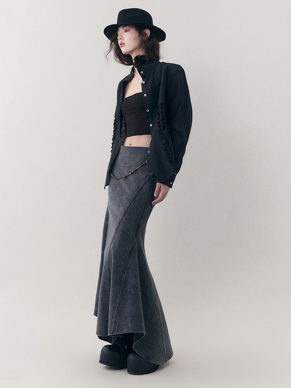 AnnoMundi Elastic Waistchain Fishtail Denim Skirt