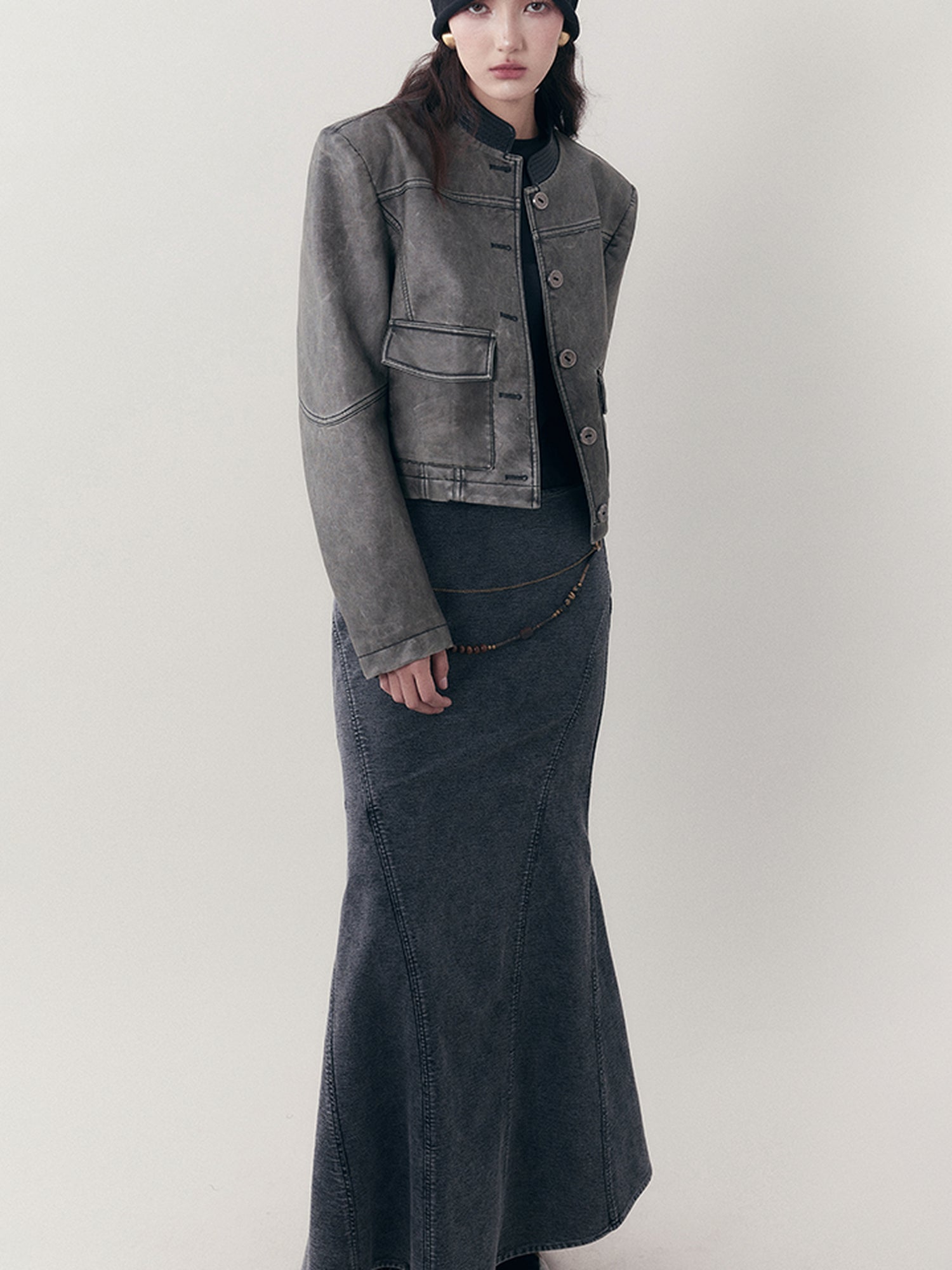AnnoMundi Elastic Waistchain Fishtail Denim Skirt
