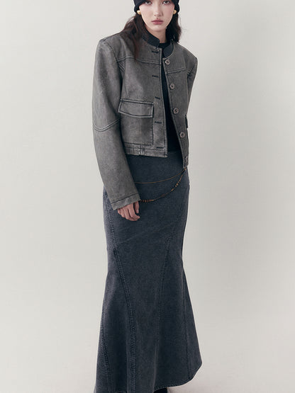 AnnoMundi Elastic Waistchain Fishtail Denim Skirt