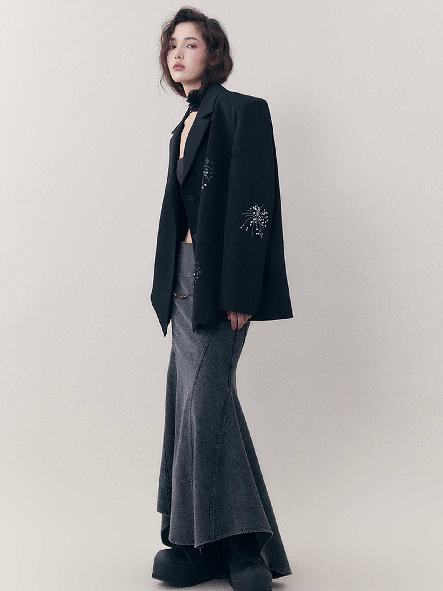 AnnoMundi Elastic Waistchain Fishtail Denim Skirt