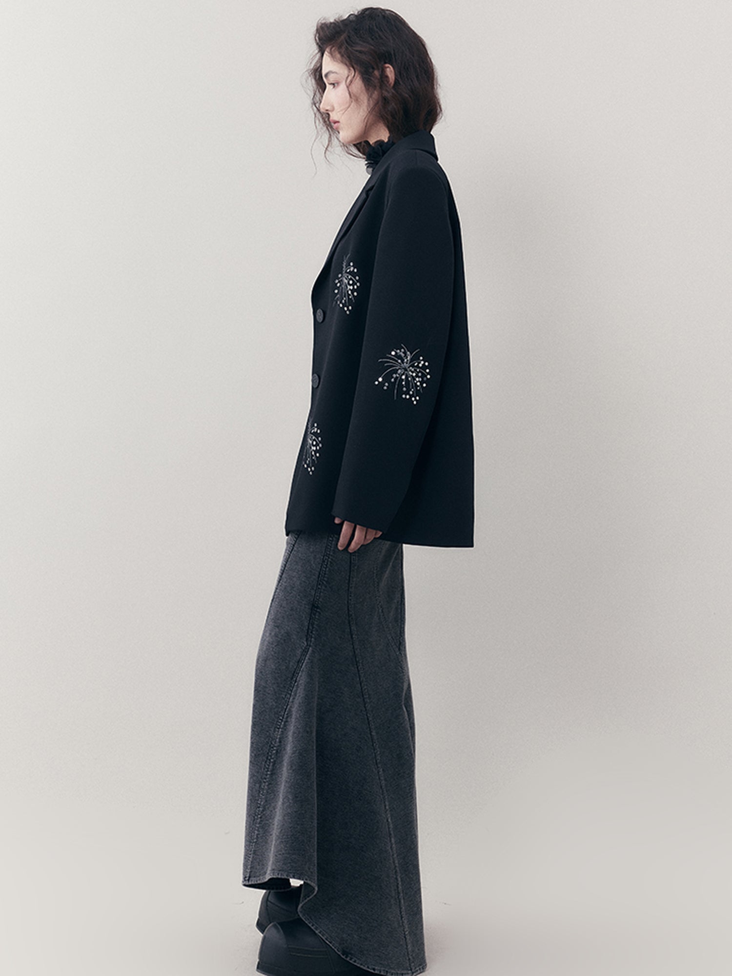 AnnoMundi Elastic Waistchain Fishtail Denim Skirt