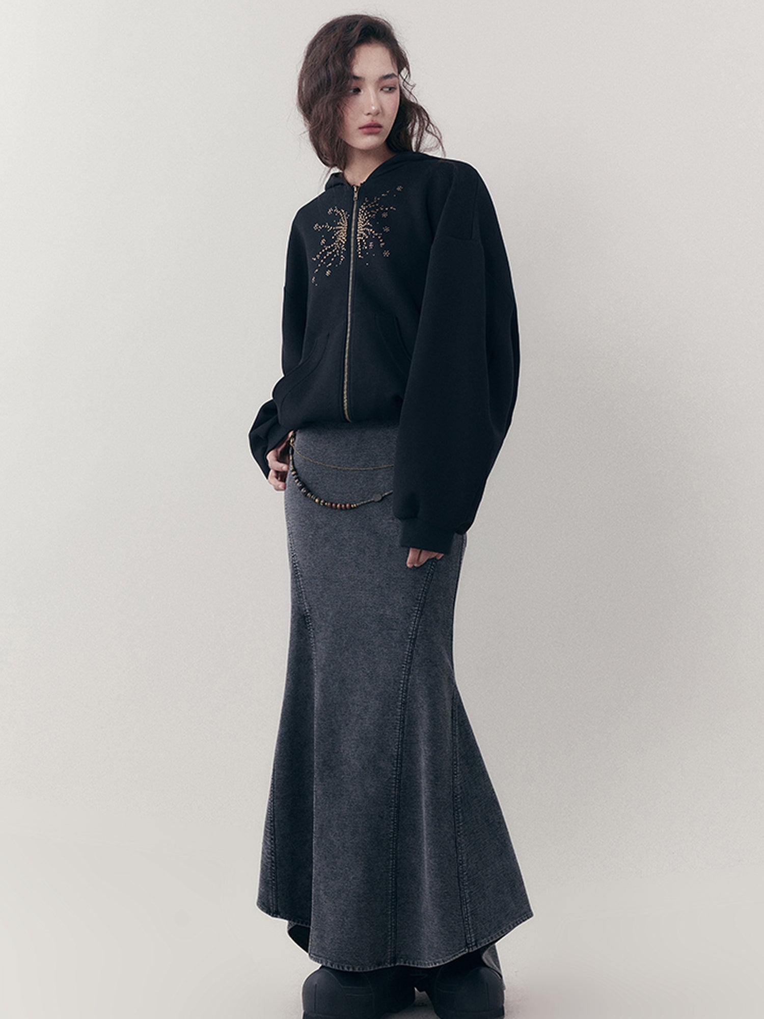 AnnoMundi Elastic Waistchain Fishtail Denim Skirt
