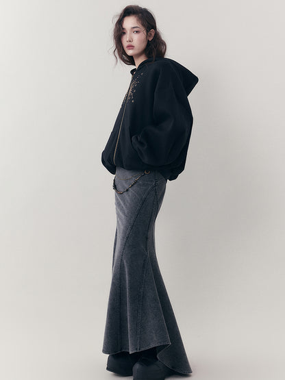 AnnoMundi Elastic Waistchain Fishtail Denim Skirt