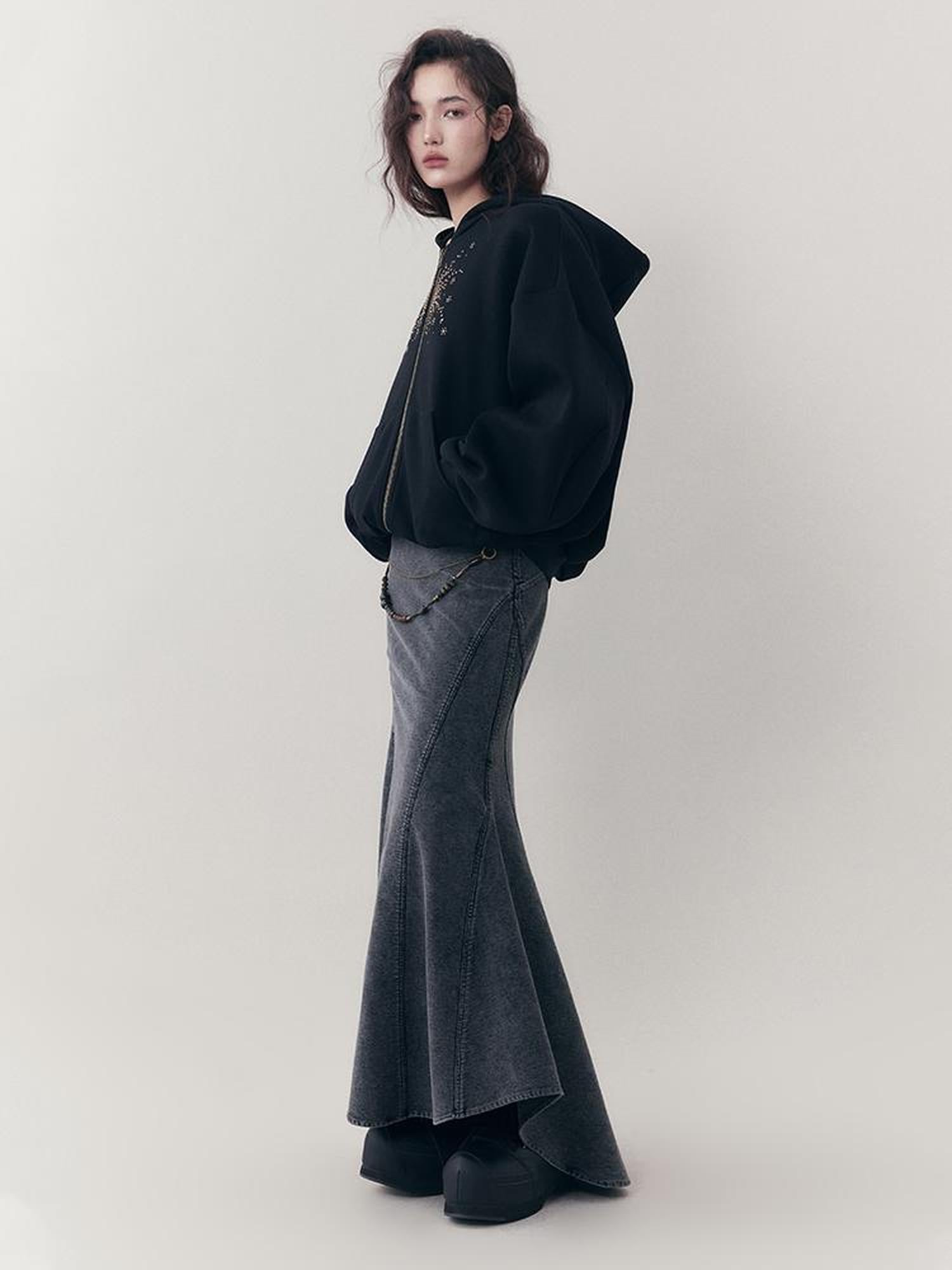 AnnoMundi Elastic Waistchain Fishtail Denim Skirt