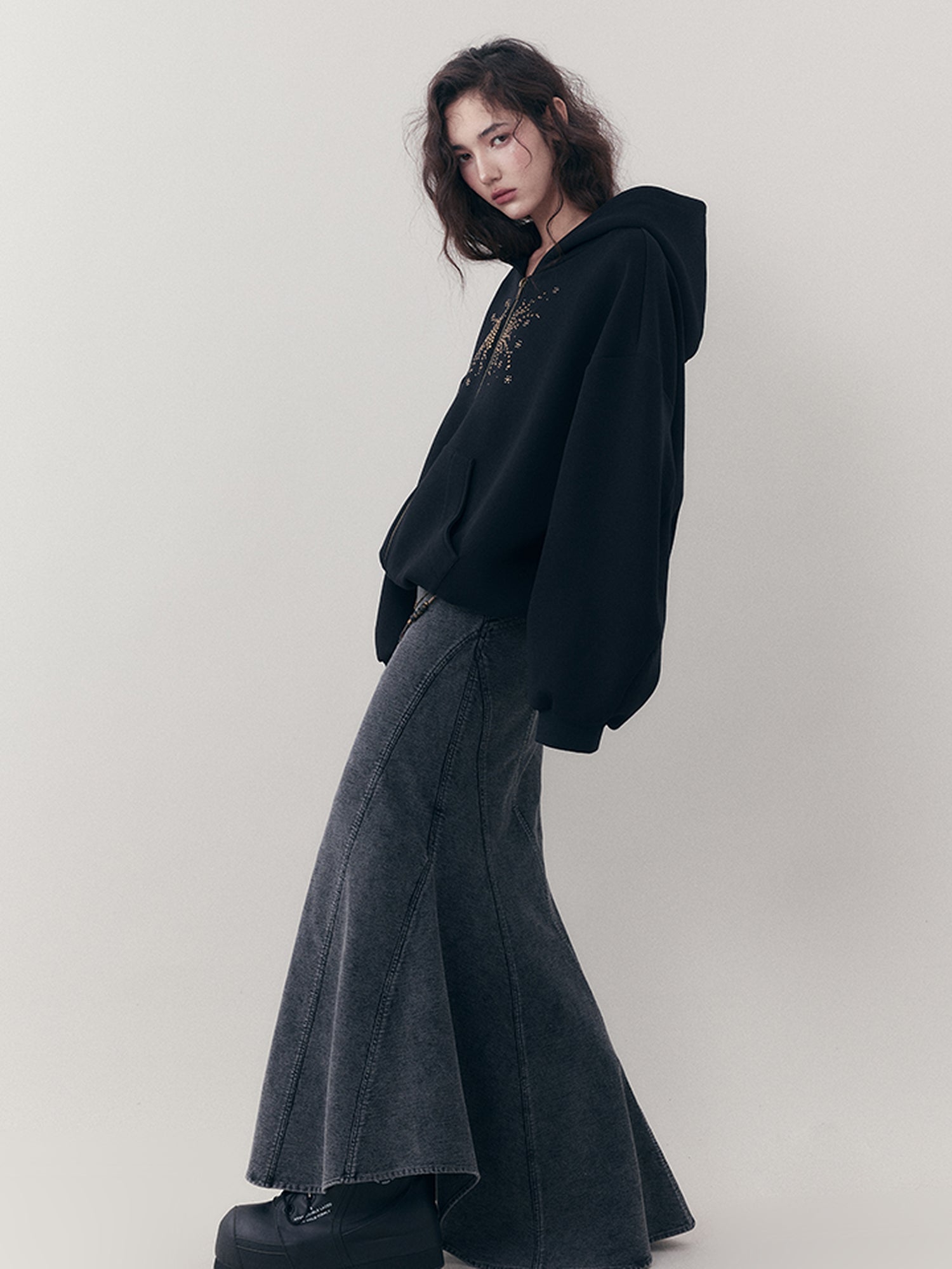 AnnoMundi Elastic Waistchain Fishtail Denim Skirt