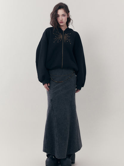 AnnoMundi Elastic Waistchain Fishtail Denim Skirt