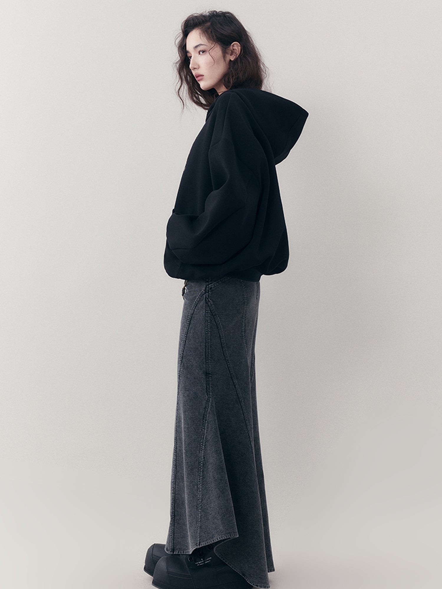 AnnoMundi Elastic Waistchain Fishtail Denim Skirt