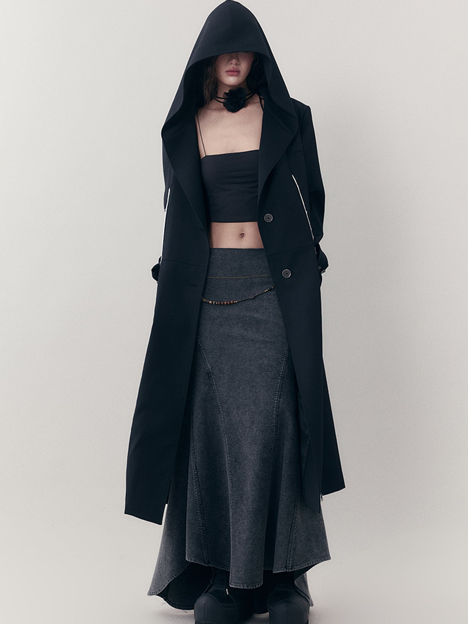 AnnoMundi Elastic Waistchain Fishtail Denim Skirt