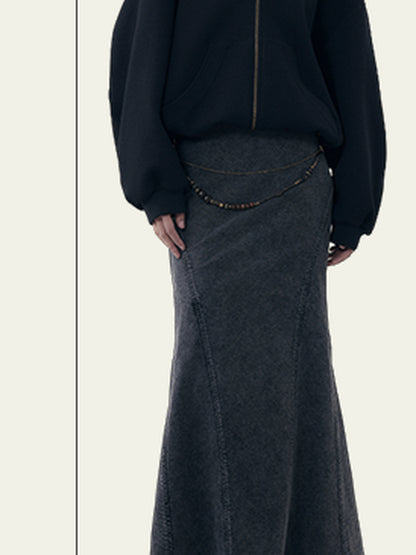 AnnoMundi Elastic Waistchain Fishtail Denim Skirt