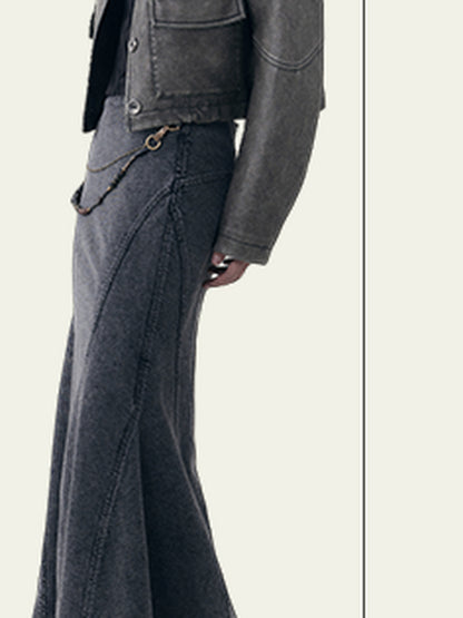 AnnoMundi Elastic Waistchain Fishtail Denim Skirt