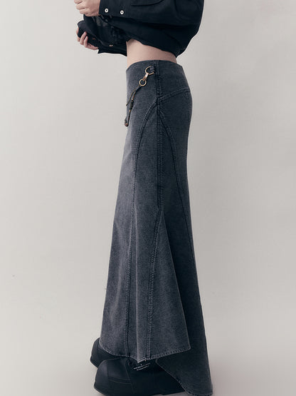 AnnoMundi Elastic Waistchain Fishtail Denim Skirt