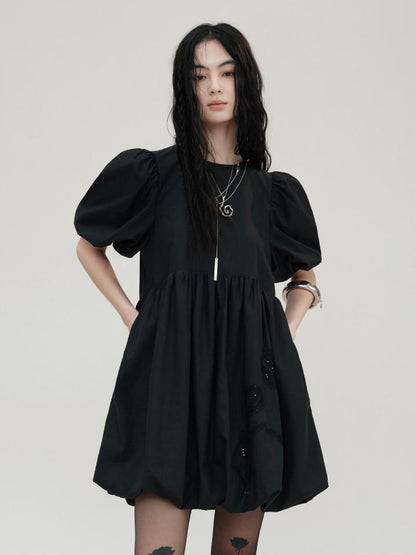 AnnoMundi Elegant Floral Lace Vintage Mini A Line V Neck Dress
