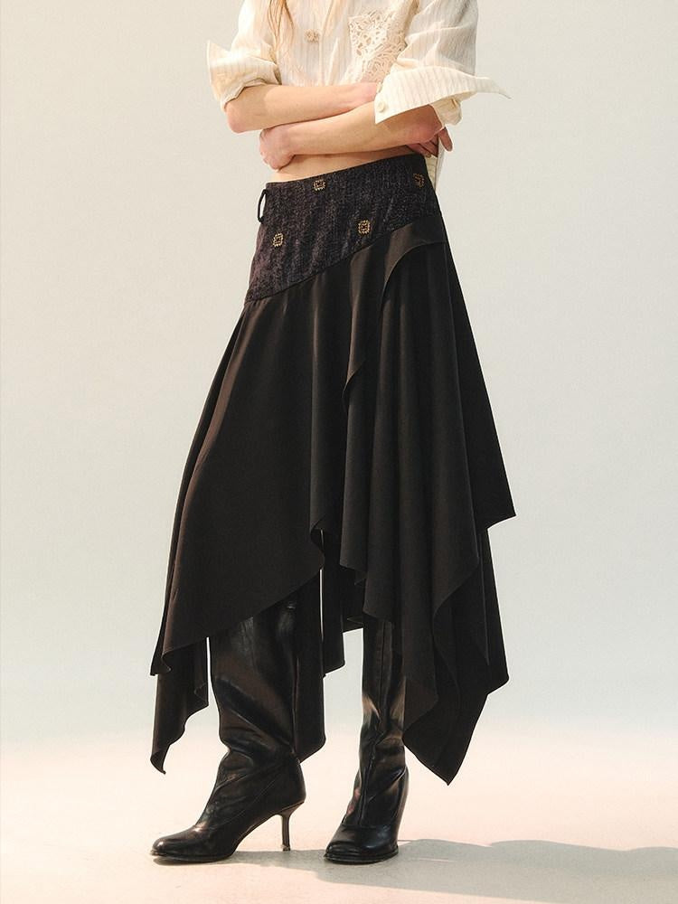 AnnoMundi Elegant Two Piece V-neck Long Sleeve Midi Skirt Set Women Vests