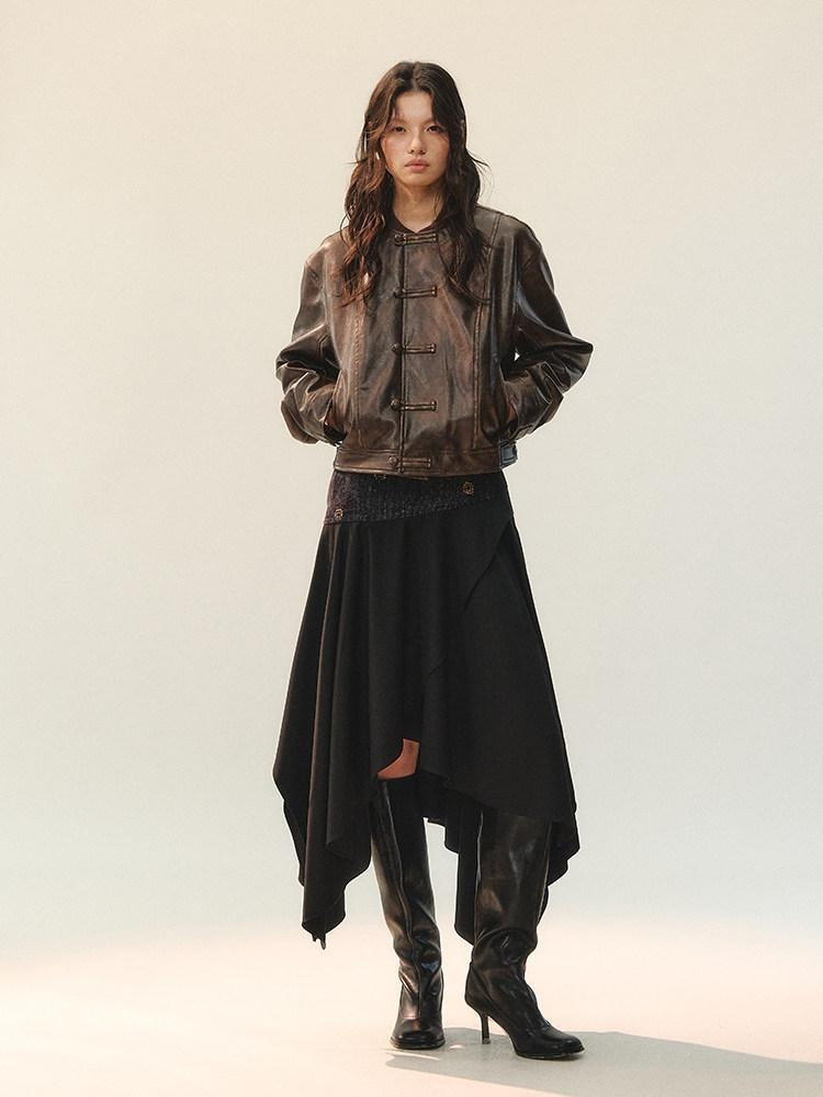 AnnoMundi Elegant Two Piece V-neck Long Sleeve Midi Skirt Set Women Vests