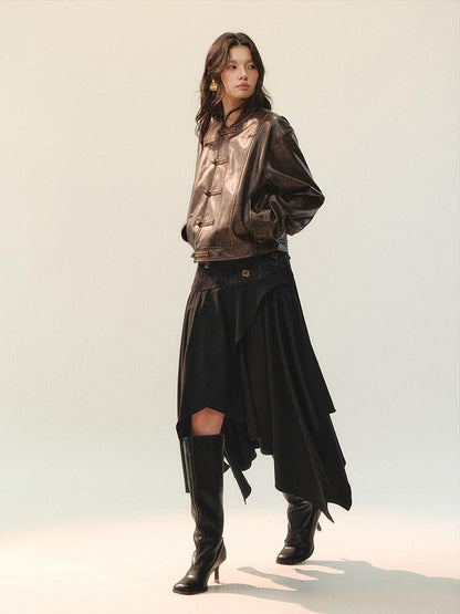 AnnoMundi Elegant Two Piece V-neck Long Sleeve Midi Skirt Set Women Vests