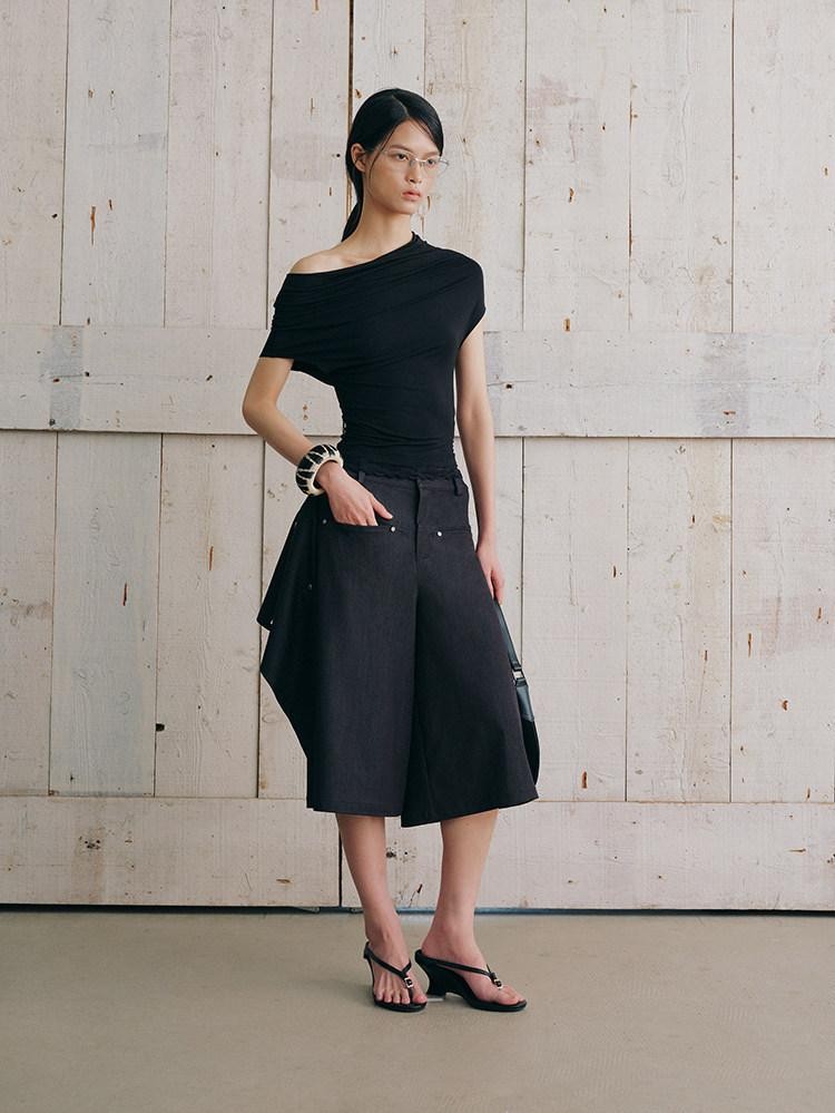AnnoMundi Embroidered Lace Asymmetric Shoulder Women&