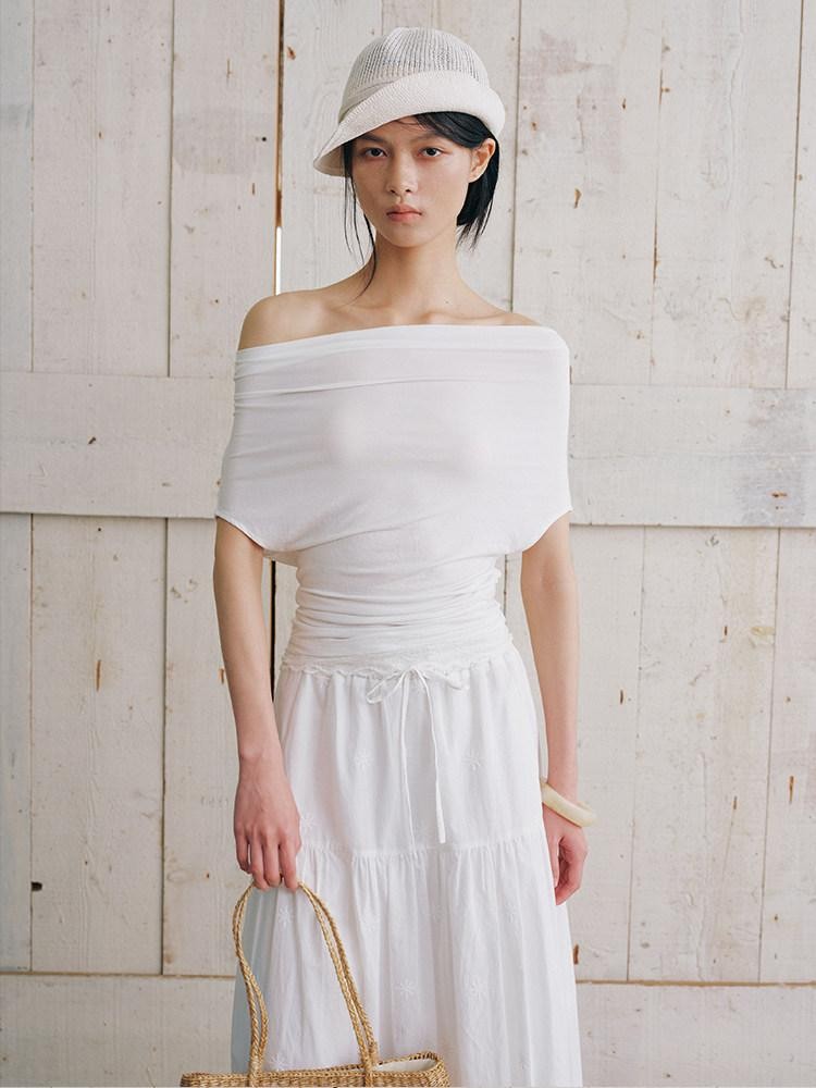 AnnoMundi Embroidered Lace Asymmetric Shoulder Women&