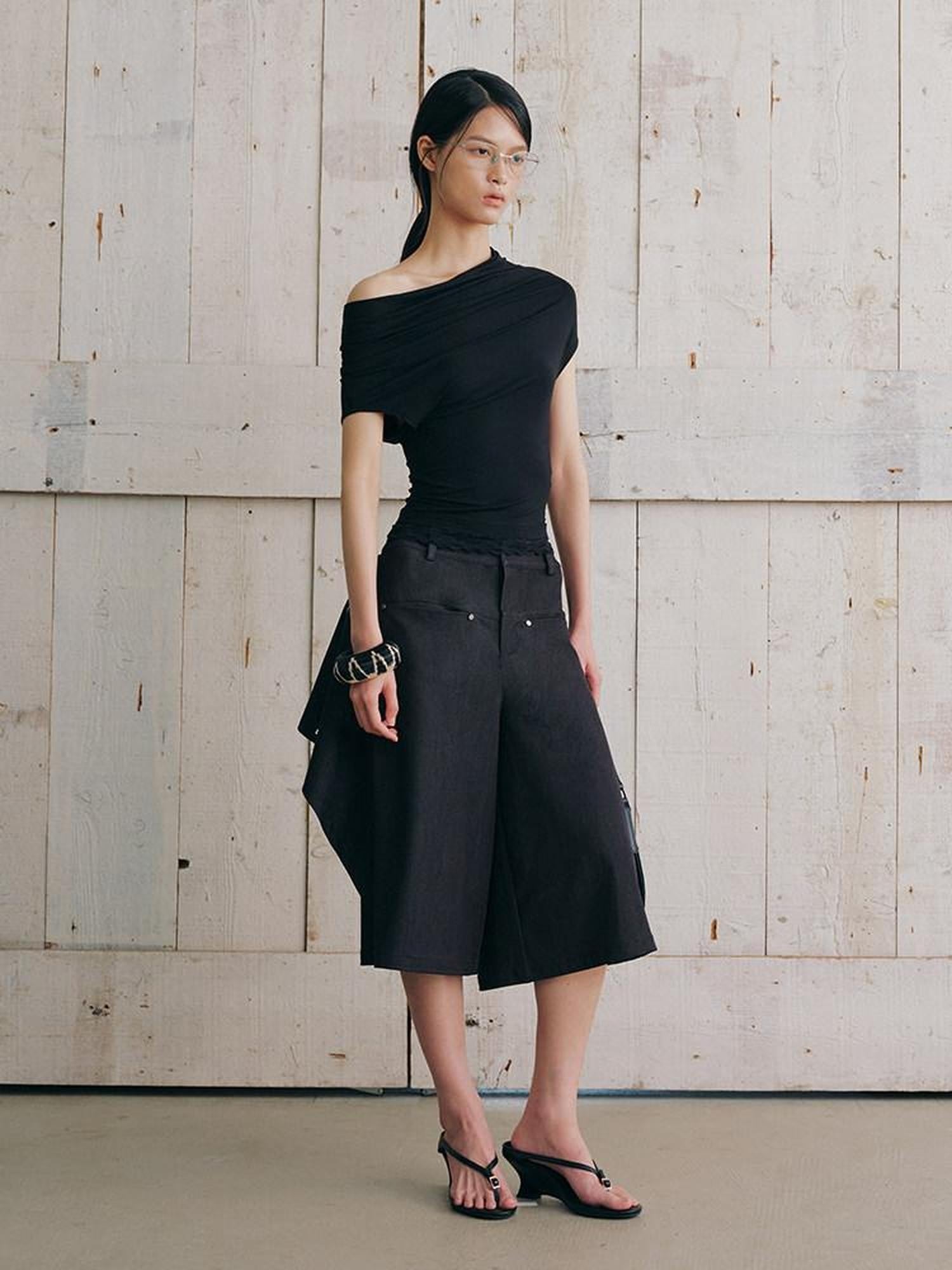AnnoMundi Embroidered Lace Asymmetric Shoulder Women&