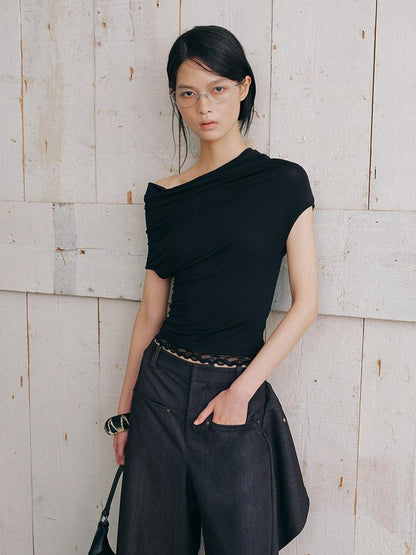 AnnoMundi Embroidered Lace Asymmetric Shoulder Women&