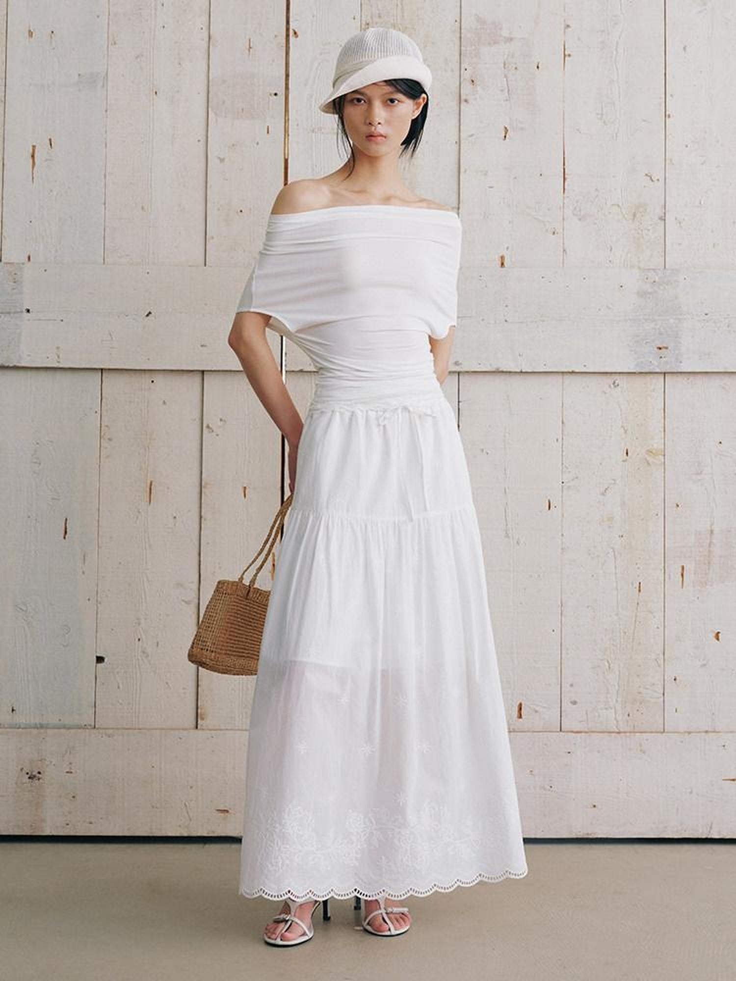 AnnoMundi Embroidered Lace Asymmetric Shoulder Women&